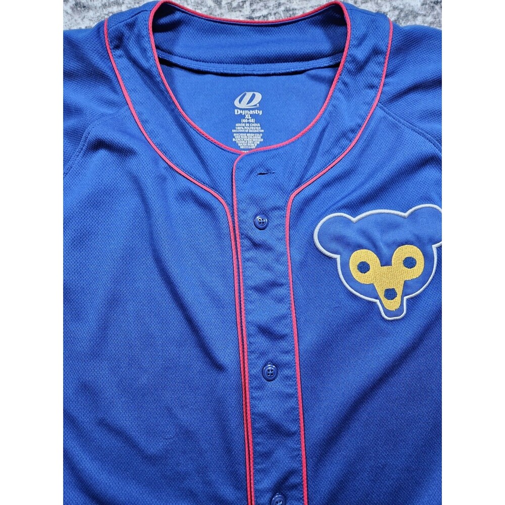 Chicago Cubs MLB Dynasty Series Blue Jersey Short Sleeve Button Down Sz XL 46-48